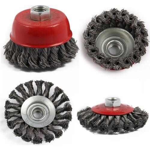 Brand New 4Pcs M14 Crew Twist Knot Wire Wheel Cup Brush Set For Angle Grinder