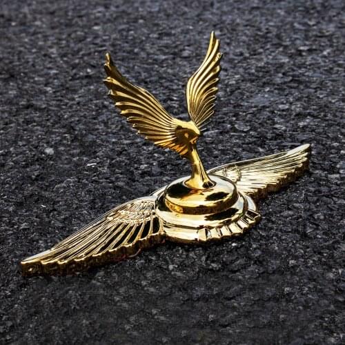 1PC Golden Auto Standing Hood Bonnet Eagle Wing Horse Goddess Shape Statue Univeral Car 3D Stand emblem Badge Sculpture Ornament