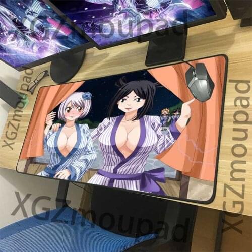 XGZ Large Gaming Computer Desk Mat Black Lock Edge Fairy Tail Sexy Big Breast Girl HD Custom Mouse Keyboard Pad Rubber Non-slip