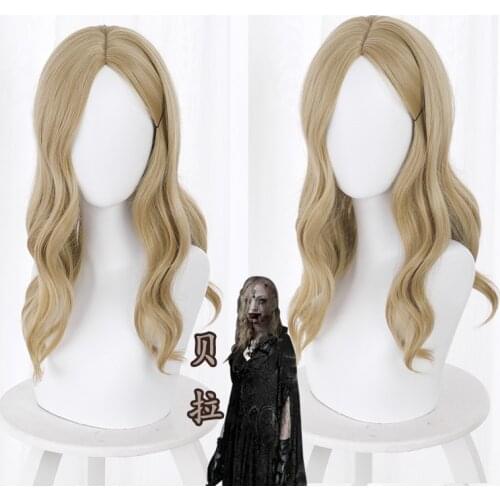 Bela Cosplay Wig Evil Village Vampire Madams Daugther Cosplay Headwear Long Brown Curly Wig Free Wig Cap