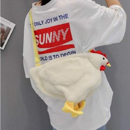 2021 Fashion Women Messenger Bag Cartoon Chicken Duck Animal Casual Shoulder Bags Cute Children Girls Plush Handbag Sac Q5