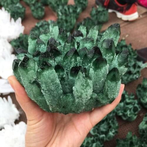 Natural Green Ghost Phantom Quartz Crystal Cluster Healing Specimen wedding decoration aquarium