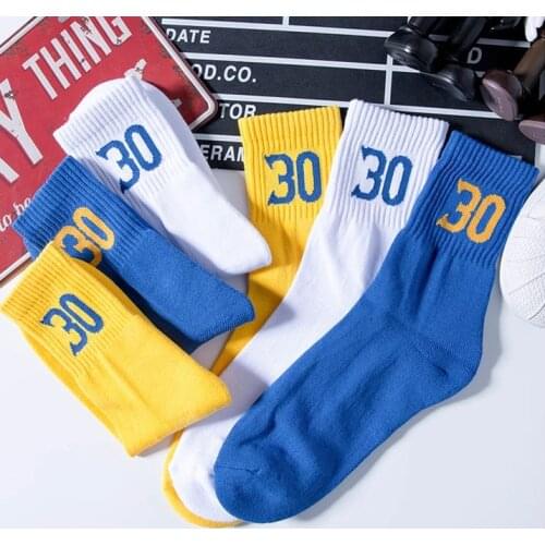 No30 Thirty Point Guard Golden State US Team 2021 Curry #30 Basketball Player Star Thick Sport Crew Man Socks Digital Number