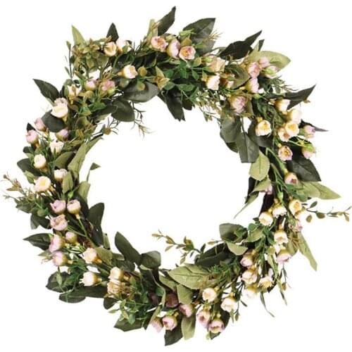 New Spring Artificial Flower Wreath for Front Door Window Wall Hanging Valentines Day, Summer Wreath Decor