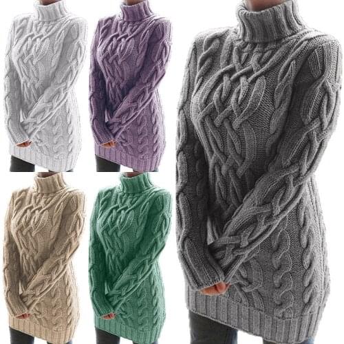 Winter Thick Sweater Dress Women Turtleneck Autumn Thick Pullover knitted Jumper Cashmere Merino Wool Oversized Sweater