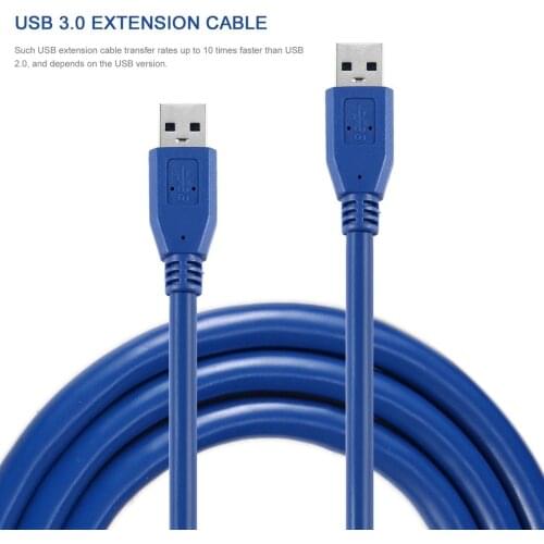 Portable Blue Mining Cable Solid 3FT/1M SuperSpeed Computer USB 3.0 Type A Male to Type A Male M/M M2M Extension Cable Cord Wire