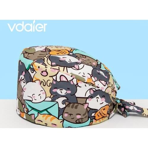 Unisex Multi-color Scrub Hat women and men printing caps scrub hat nurse long hair nursing hats With sweat towel surgical cap