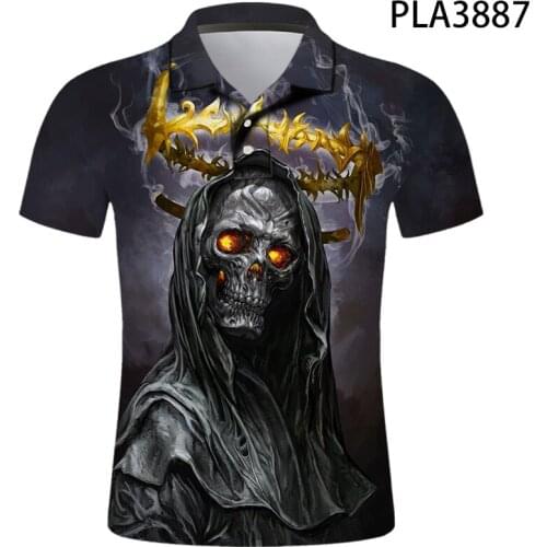 3D Printed Summer Skeleton Polo Shirt Fashion Streetwear Ropa De Hombre Short Sleeve Cool Men Camisas Ropa Polo Homme Cool