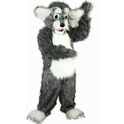 Grey Dog Husky Mascot Furry Mascot Costume Fursuit Cartoon Cosplay Animal Fancy Dress Advertising Birthday Party Props