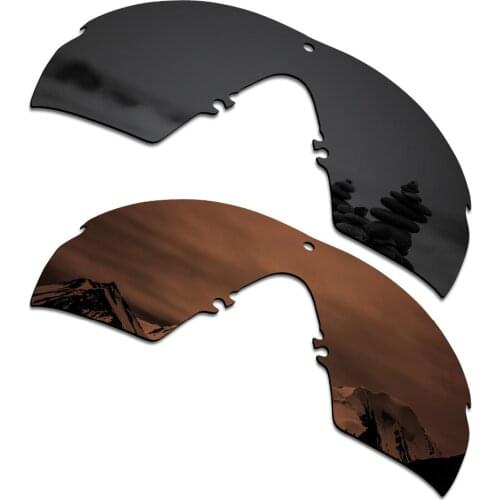 SmartVLT 2 Pieces Polarized Sunglasses Replacement Lenses for Oakley Si M Frame 2.0 Stealth Black and Amber Brown
