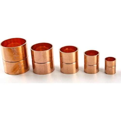 2pcs I.D*Thickness Copper End Feed Equal Coupling Welding Pipe Connector Adapter Refrigerator Air Conditioner