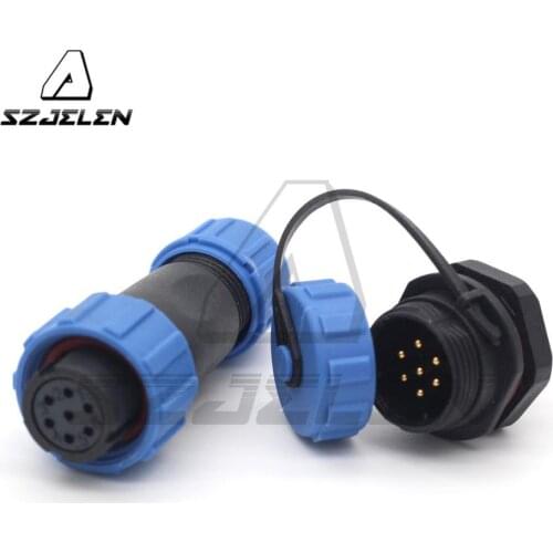 SP13 panel mount real mount 7pin plastic waterproof connector plug and socket