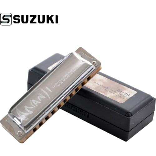 Suzuki M-20 Manji 10-Hole Diatonic Harmonica/ Blues harp Professional Harmonica, Country Tuning, Key of C / F / E