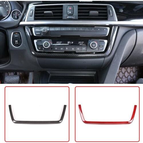 Red Real Carbon Fiber Central Control U-shaped Frame Decoration Trim For BMW M3 M4 2014-2019 Car Accessories