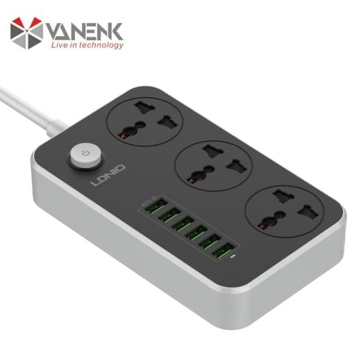 LDNIO 6 USB Power Strip Multiple Extension Socket Outlet Master Switch Travel Adaptor 10A 2500W 2M(6ft) Fast Charger 3.4A