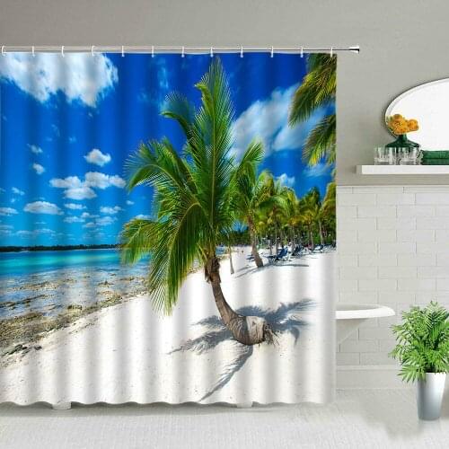 Ocean Scenery Tropical Beach Hawaii Travel Waterproof Shower Curtain Bathroom Renovation Home Decoration
