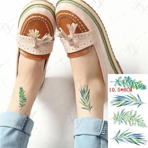 Flowers Plant Waterproof Temporary Tattoo Sticker Green Design Fake Tattoos Flash Tatoos Arm Foot Neck Body Art for Women Men