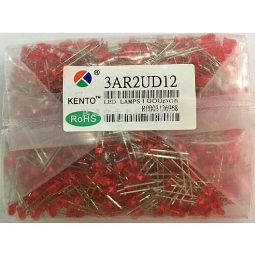 3mm high red 3mm red hair red highlight short foot circle 3mm red F3 red light 3AR2UD12 DIP LED