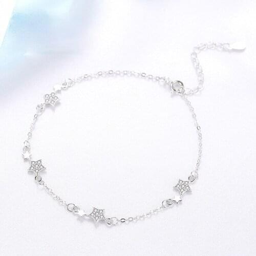 S925 Silver Star Bracelet womens Japanese and Korean pure silver micro inlaid hand ornament summer simple and sweet