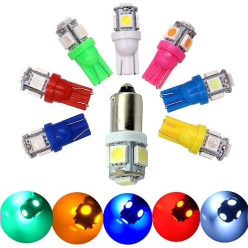 1Set 10pcs DC 6V 6.3V BA9S T4W T10 W5W #555 Pinball Game Machine Light Bulb Car LED 5SMD 5050 Yellow Green White Red Blue DC6V