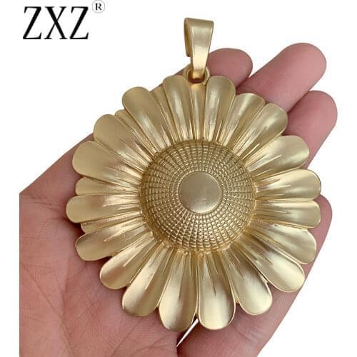 ZXZ 1 Piece Matt Gold Large Sunflower Charm Pendant for Necklace Jewelry Making Accessories
