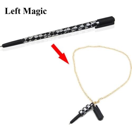 1pc Pen To Necklace Chain Vanishing Pen Magic Tricks Disappearing Pen Magia Magician Close Up Illusion Gimmick Props Magica Pen