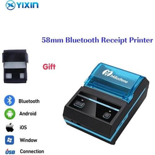 58mm POS Thermal Receipt Printer With Bluetooth And USB Mini Handheld Thermal Printer For Android IOS Windows
