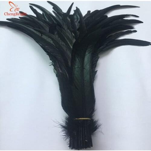ChengBright Wholesale 100PCS 14-16Inch Black Rooster tail Feathers For Decoration Craft Feathers Christma Pheasant Feathers Diy