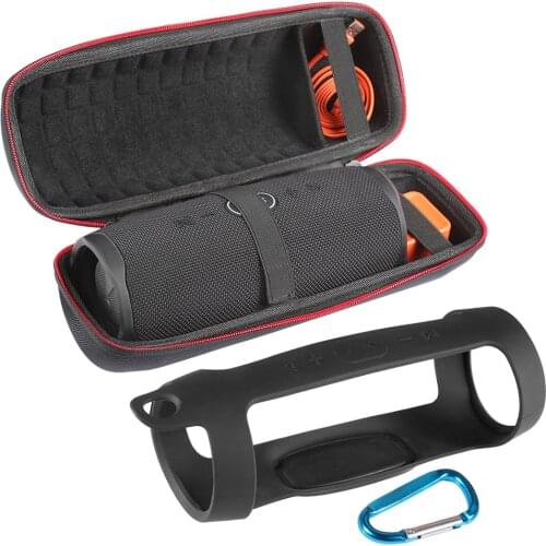 2 in 1 EVA Speaker Hard Carry Zipper Storage Box Bag+ Soft Silicone Case For JBL CHARGE 4 Bluetooth Speaker for JBL Charge4 Case