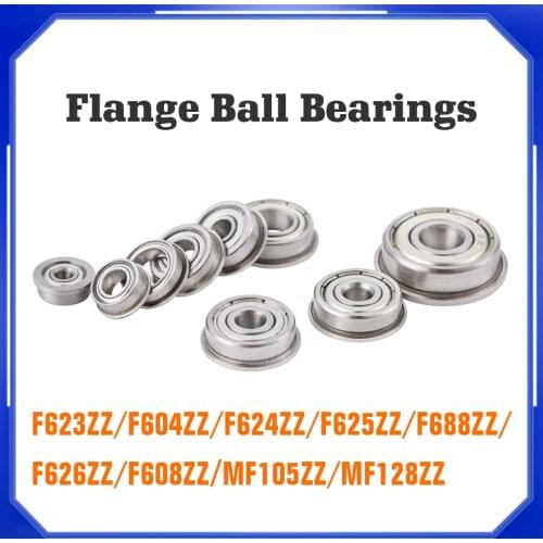 10pcs Flange Ball Bearings F604ZZ F623ZZ F624ZZ F625ZZ F608ZZ F688ZZ 3D Printers Parts Deep Groove Pulley Wheel Aluminium Part