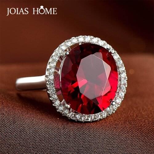 Joiashome Vintage Women Solid Silver Rings With Round Shape Ruby Gemstones Open Adjust 925 Silver Jewelery Wedding Party Gifts