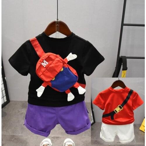 Baby Boy Clothing Set High Qulity Cotton Kids Toddler Clothes T-shirt bag +shorts Suit For Boy Infant short sleeve Summer 2-6yrs