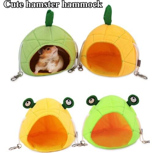 Creative Frog Pineapple Cartoon Warm Small Animal Bed Cute Hamster Hanging Bed House Warm Hedgehog Guinea Pig Bed For Pet Supply
