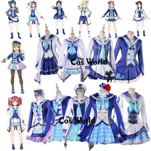 Love Live Sunshine Aqours OP2 Fight Song Takami Chika Sakurauchi Riko Ohara Mari Coat Tops Dress Uniform Outfit Cosplay Costumes