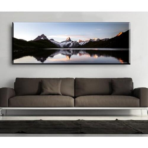 Home Decor Modular Canvas Picture 1 Piece Snow Mountain Setting Sun Scenery HD Painting Poster Wall For Home Canvas Painting