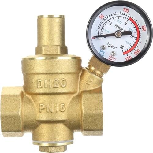 Reliable DN20 Connector 3/4" Water Reducing Valve Mayitr Adjustable Brass Pressure Reducing Regulator Valves With Gauge 85*63mm