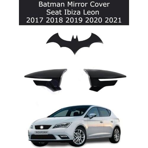 Roxform Batman Mirror Cover Piano Black Car Exterior Accessories Tuning For Seat Ibiza Leon 2017 2018 2019 2020