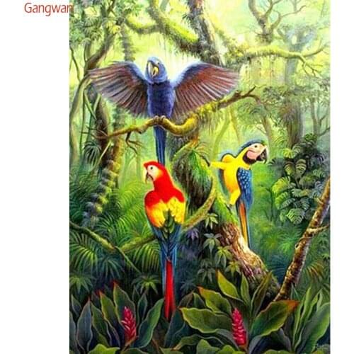 Wall Painting 5D DIY Diamond Embroidery forest Parrots Full Square Round Diamond Painting Cross stitch landscape mosaic decor