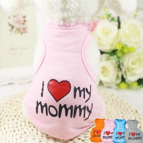 Puppy Dog Clothes Pet Spring Summer Vest I Love Mommy Vest Teddy Pomeranian Bichon French Bulldog Top