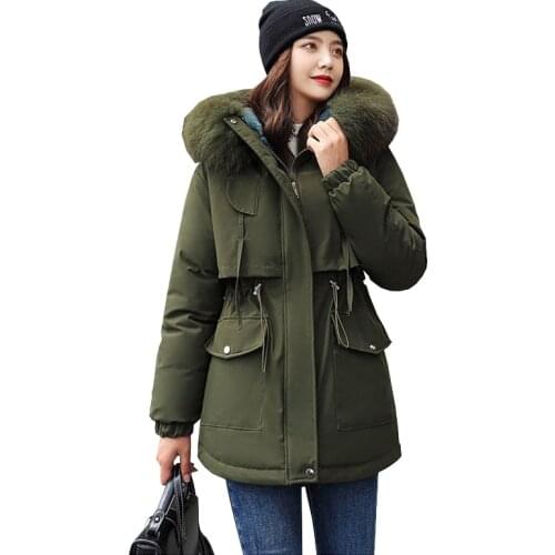Loose plus size women Parka 2020 winter new solid zipper long sleeve thick warm belt hooded Slim cotton padded jacket fashionW23