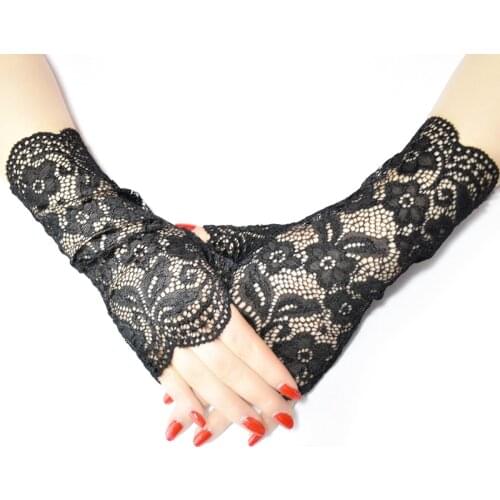 Fingerless Gloves Flower Jacquard Lace Gloves Women Wedding Bridal Glove Performance Accessories