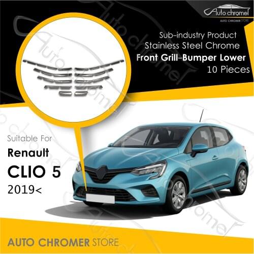 For Renault Clio 5 Chrome Accessories for Front Grill / Bumper Lower Chrome 10 pieces High Quality