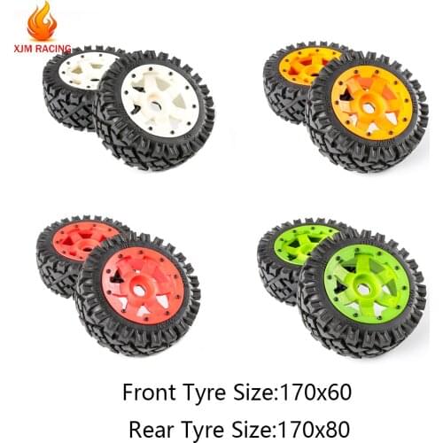 Front or Rear All Terrian Tyres Set with Nylon Wheel Hub for 1/5 Hpi Rofun Rovan Km Baja 5b Rc Car Toys Parts