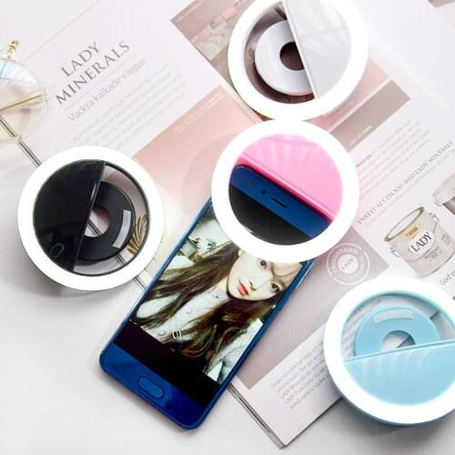 Portable Mobile Phone LED Selfie Lamp For All Cell Phones LED Ring Fill Selfie Light 3 levels Luminous Ring Clip Makeup light