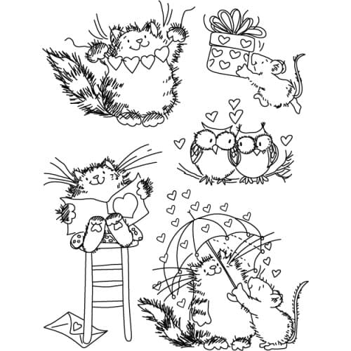 Hearts Aplenty Cute Cat Transparent Clear Silicone Stamps for DIY Scrapbooking/Card Making/Kids Christmas Fun Decoration Supplie