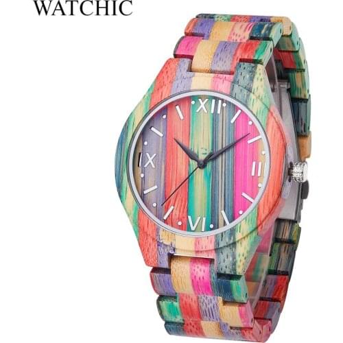 Dropshipping Brand Women Mens Wooden Watch Relogios hombres Minimal Real bamboo naturalist Pride Rainbow Top Wood Watches