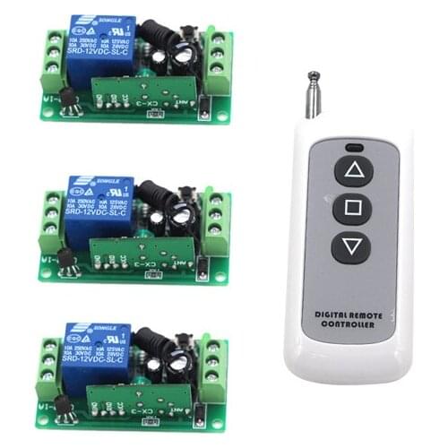 315MHz 10A Relay DC 12V 1CH Wireless RF Remote Control Switch 1 Transmitter + 3 Receiver Working Modes Self-locking SKU: 5339