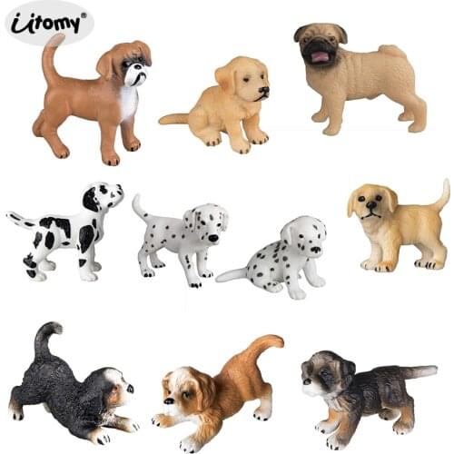 Retriever Dalmatian St. Bernard puppy,Simulation dog animal model Figures Cake Toppers Christmas Birthday Gift for Kids Toddlers