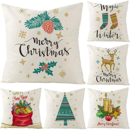 Christmas Pillowcase Decoration Sofa Cushion Cover Case Car Home Decoration Throw Pillowcase Christmas Decoration Home