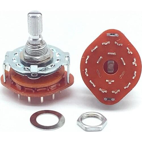 RS25 Shaft Panel Mount 1P12T Band Rotary Switch Selector 1 Pole 12 Position 20MM Plum Shaft